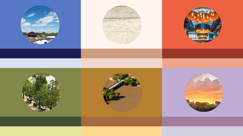 A collection of colours of The Forks site.